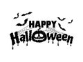 Happy Halloween. Text with pumpkin, bets and web silhouettes. Template banner, postcard, invitation for Halloween party